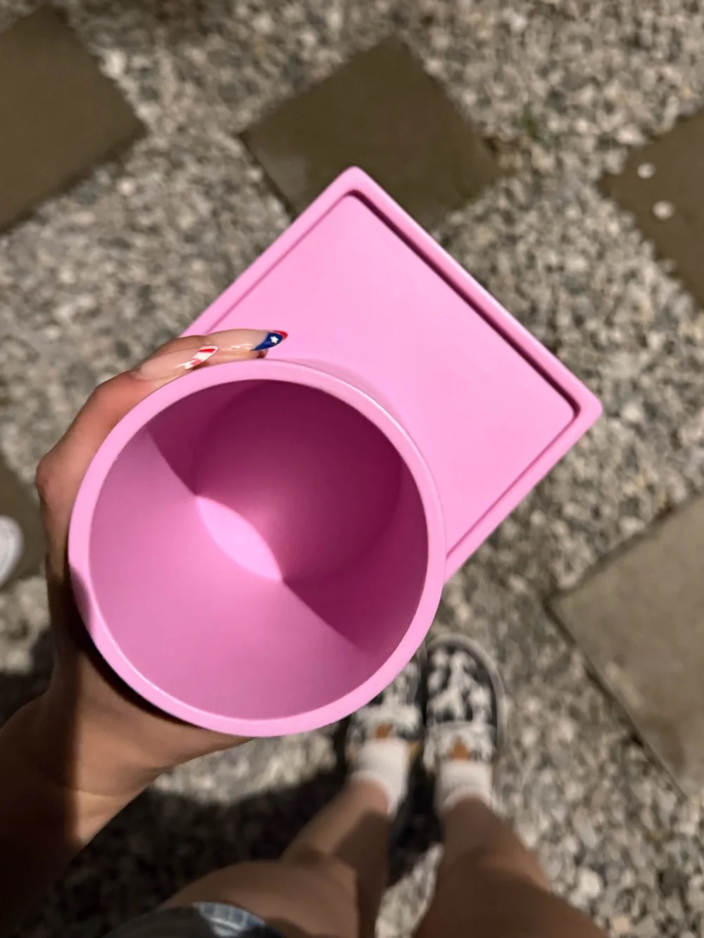 Pink Ceramic Tumbler with Tray